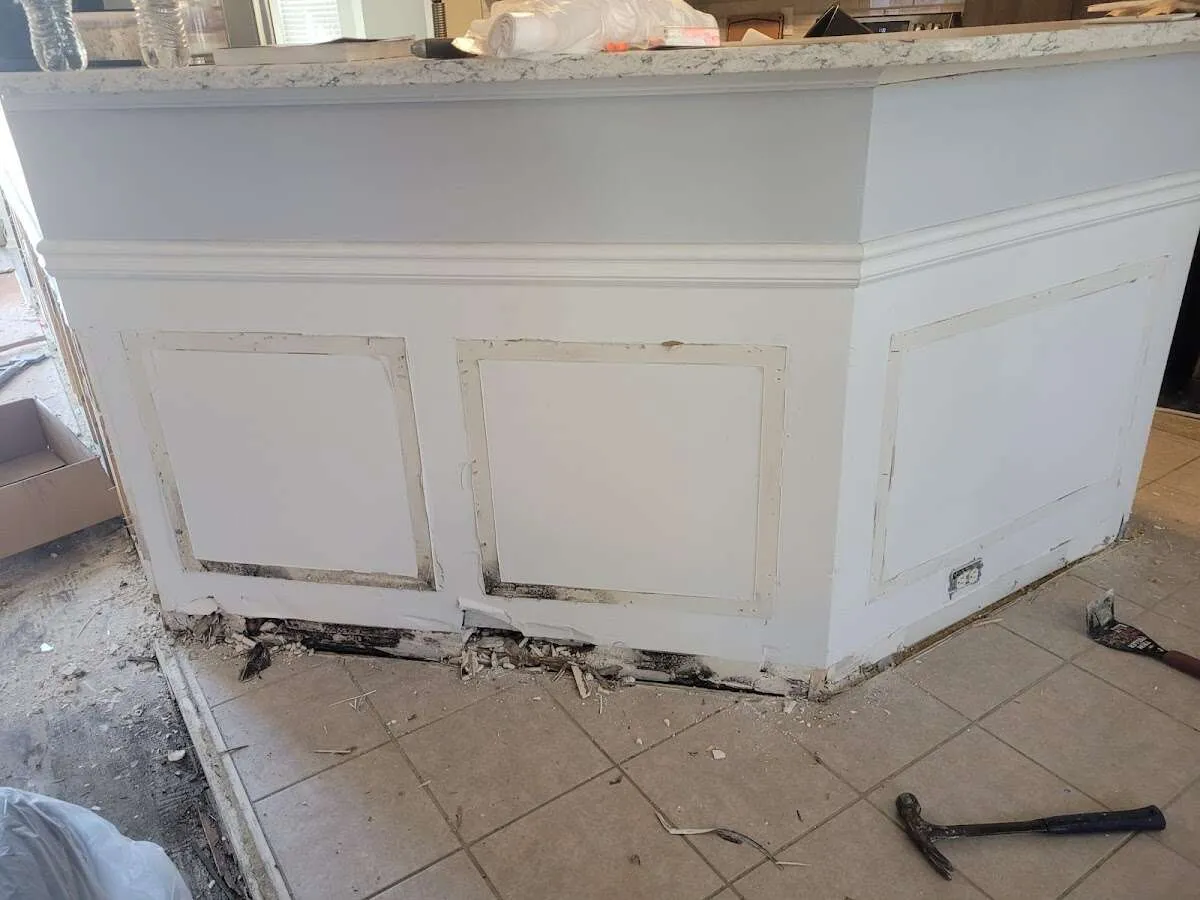 Water damage and mold on kitchen during Mold Inspection & Testing in Lindenhurst
